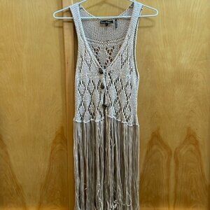 Jane & John Fringe crocheted boho vest, size S